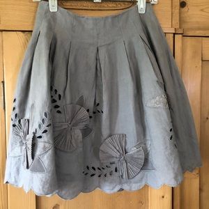 Elevenses Anthropologie Mini Skirt Lined Gray Bows 0